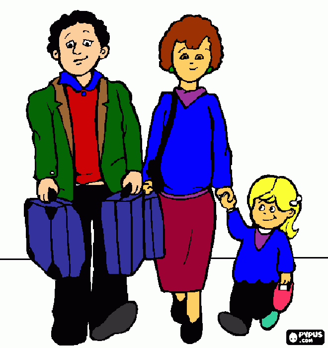 FAMILIA DE VIAJE para colorear