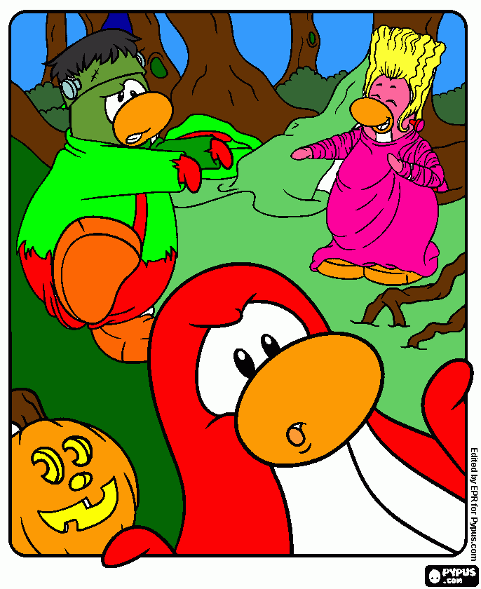 fanquenstein la esposa y un pinguino para colorear