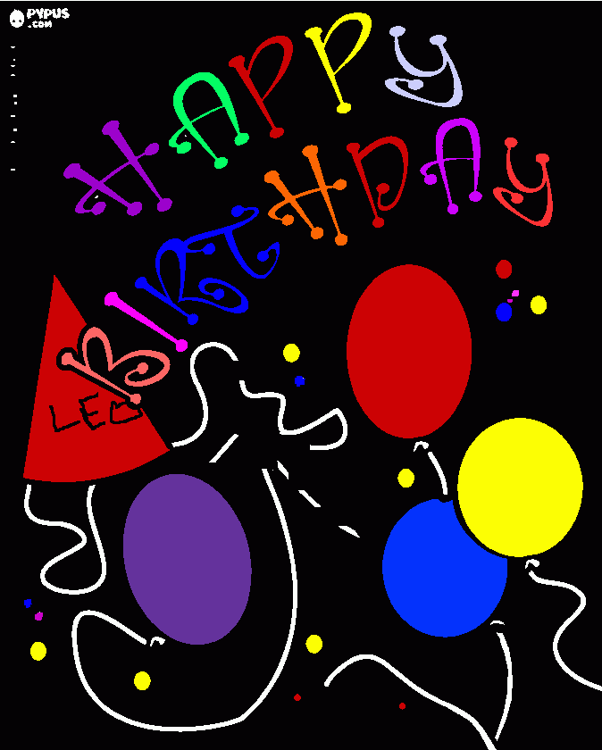 felis cumple leo  para colorear