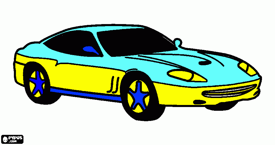 Ferrari azul y amarillo para colorear