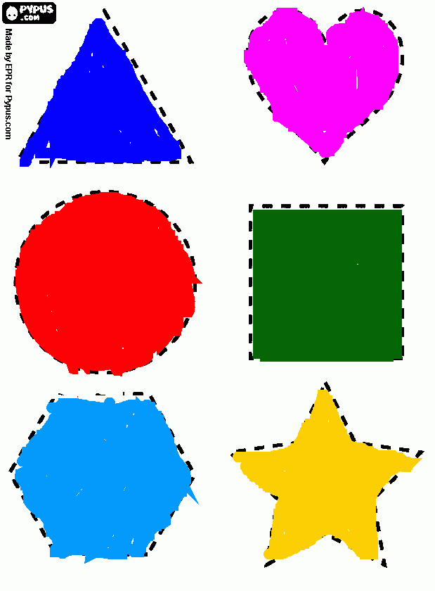 figuras geometricas coloreadas con diferentes colores para colorear