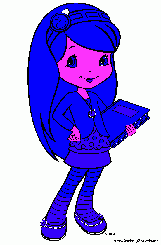 fresita azul para colorear