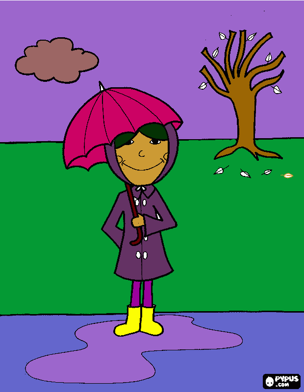 Frio con paraguas para colorear