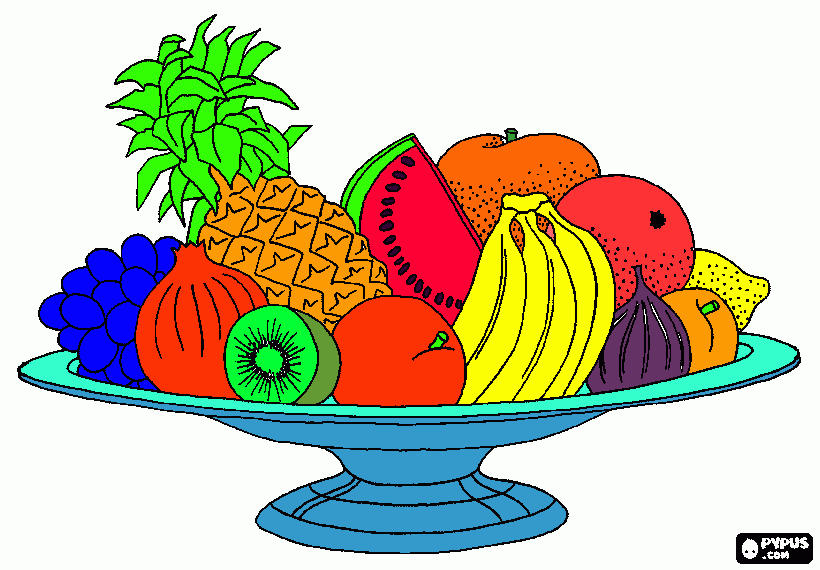 frutero para colorear, frutero para imprimir