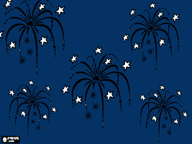 fuegos artificiales para colorear