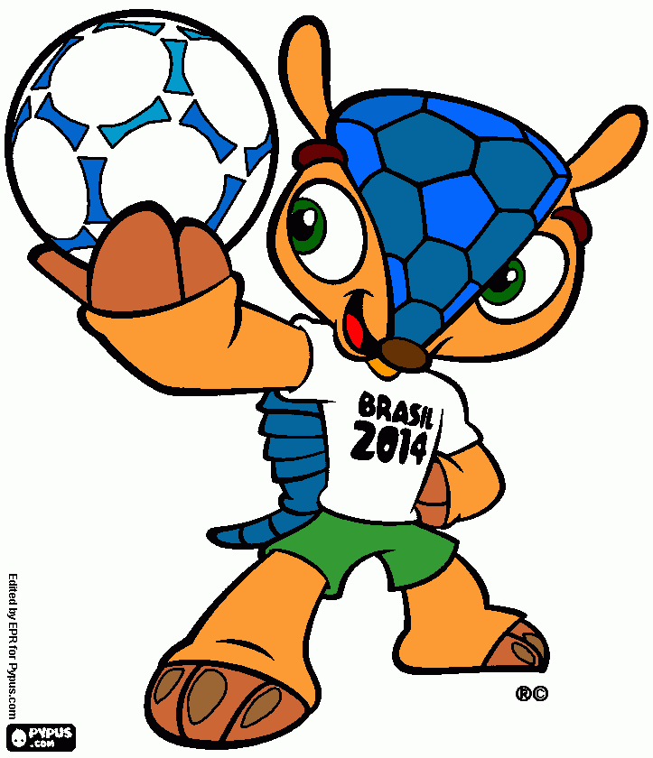 fuleco mascota 2014 brasil para colorear