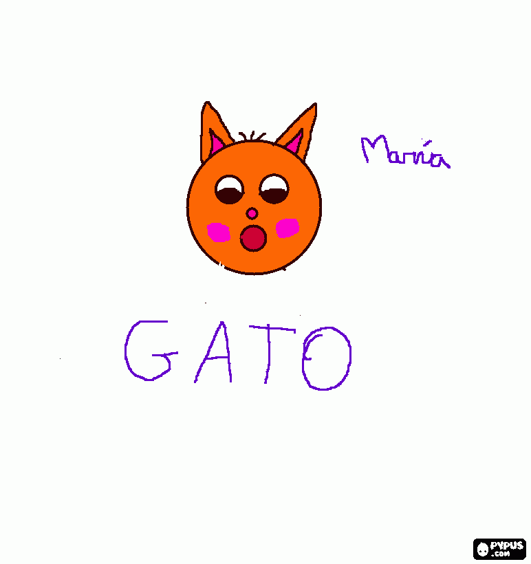 gata, dibujo de María para colorear