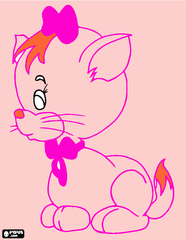 gatita con lazos para colorear