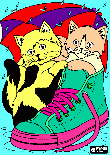 gatito con botita para colorear