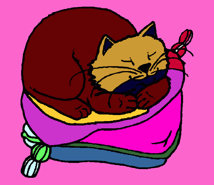 gatito dormido para colorear
