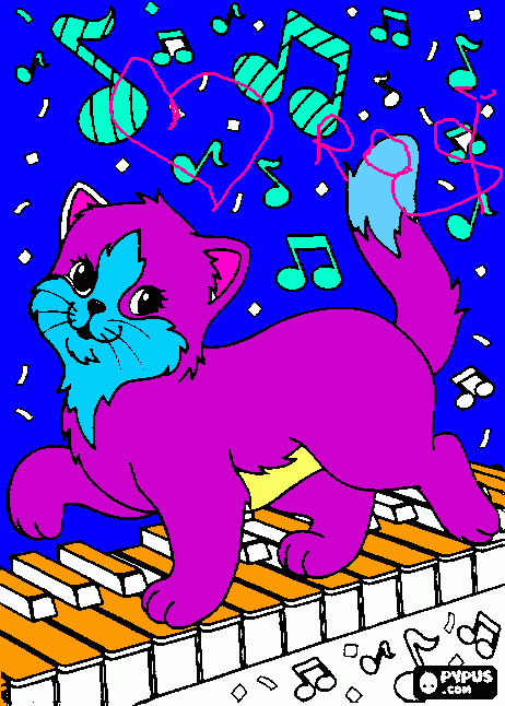 gatito feliz para colorear