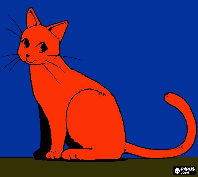 gato moviendo la cola visto de pperfil para colorear
