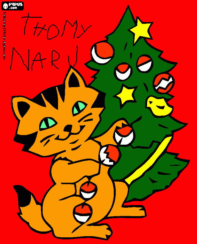 gato navideño para colorear