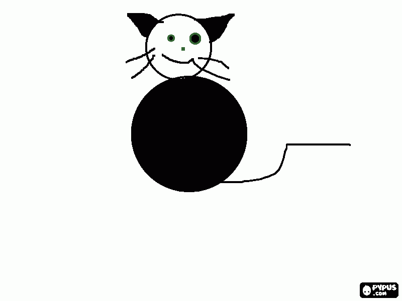 gato negro y blanco de cuerpo redondo para colorear