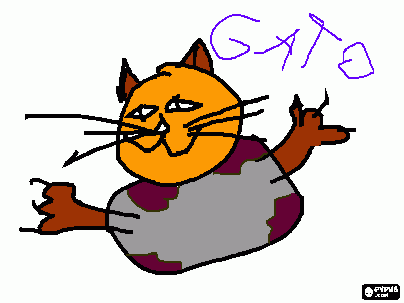 GATO sonriente con la cara anaranjada para colorear