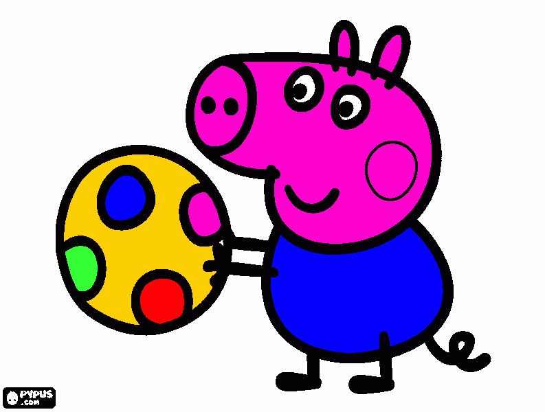 george jugando con la pelota para colorear