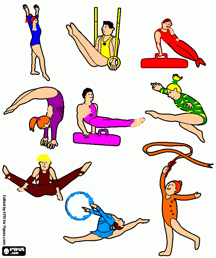 gimnasia educación física para colorear