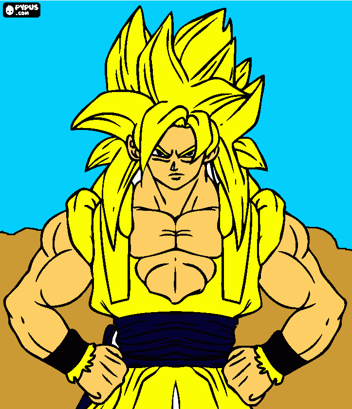 gocu ssjdorado para colorear