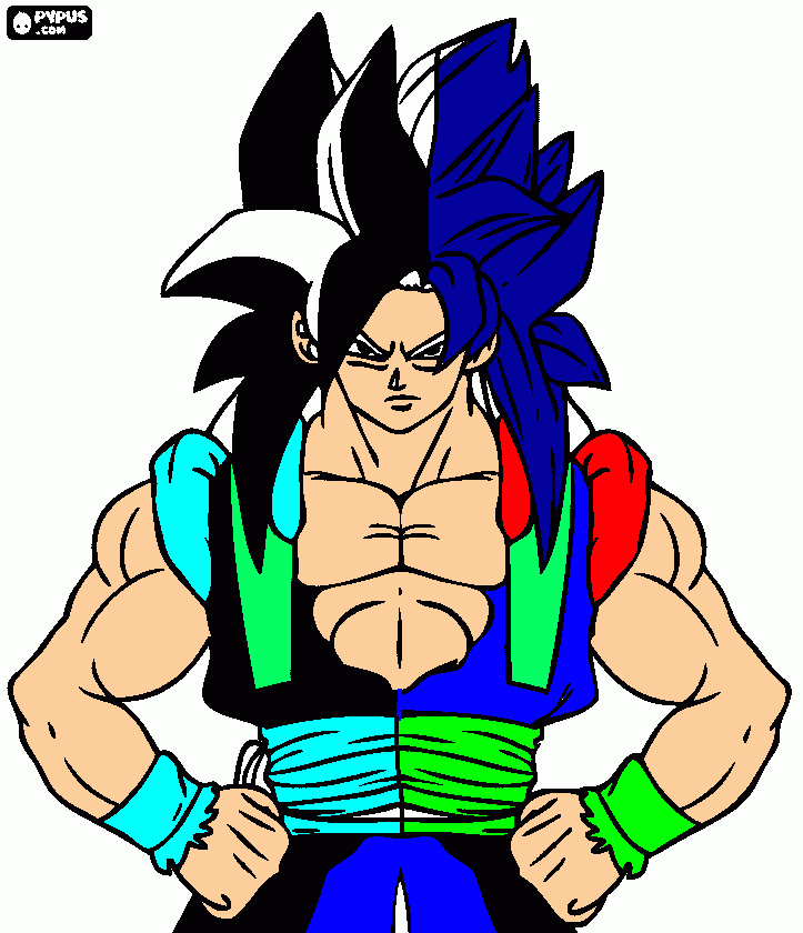 gogeta mitad y mitad para colorear