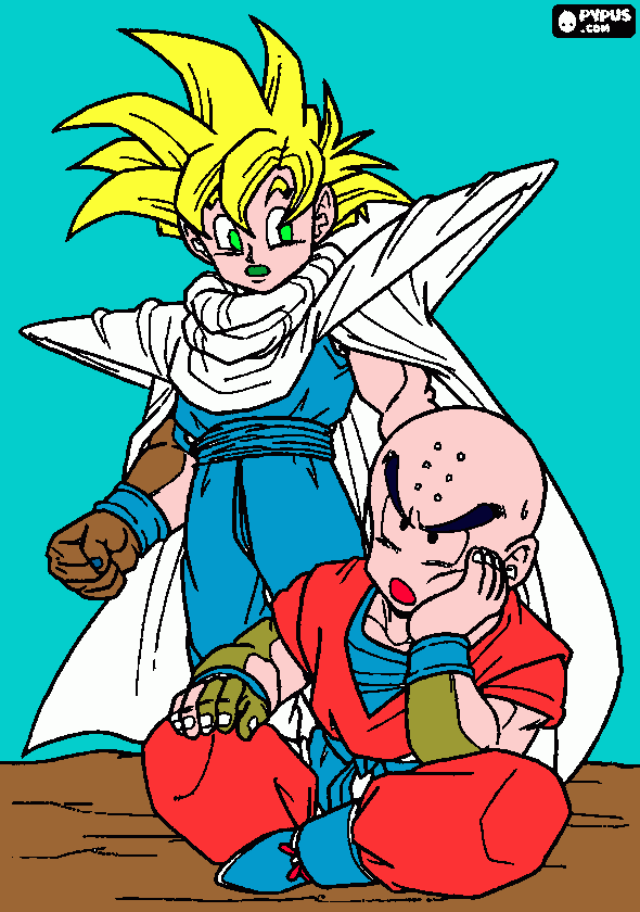 gohan con krilin para colorear