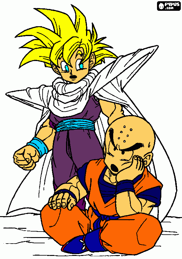 gohan ssj y krillin para colorear