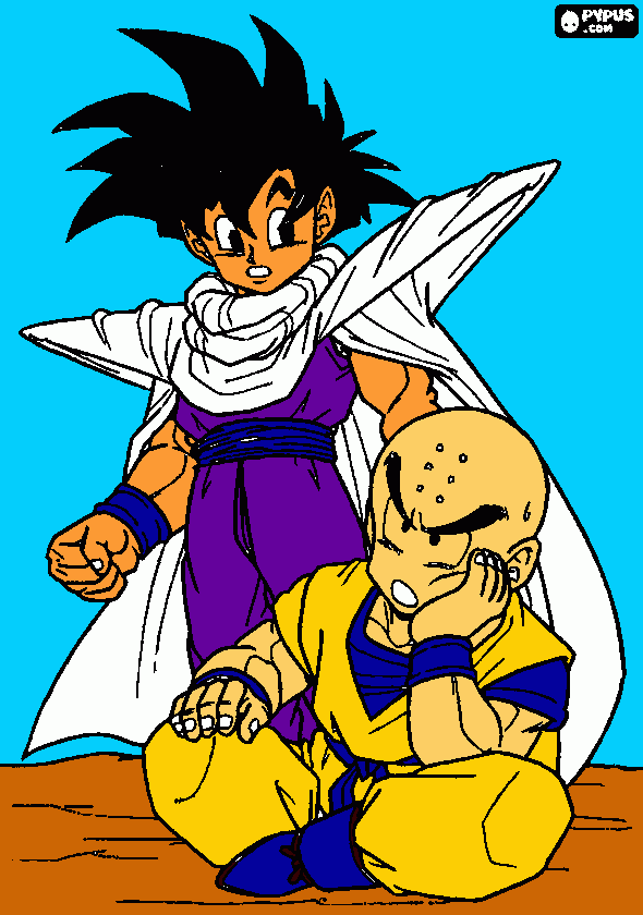 gohan  y   trillin para colorear