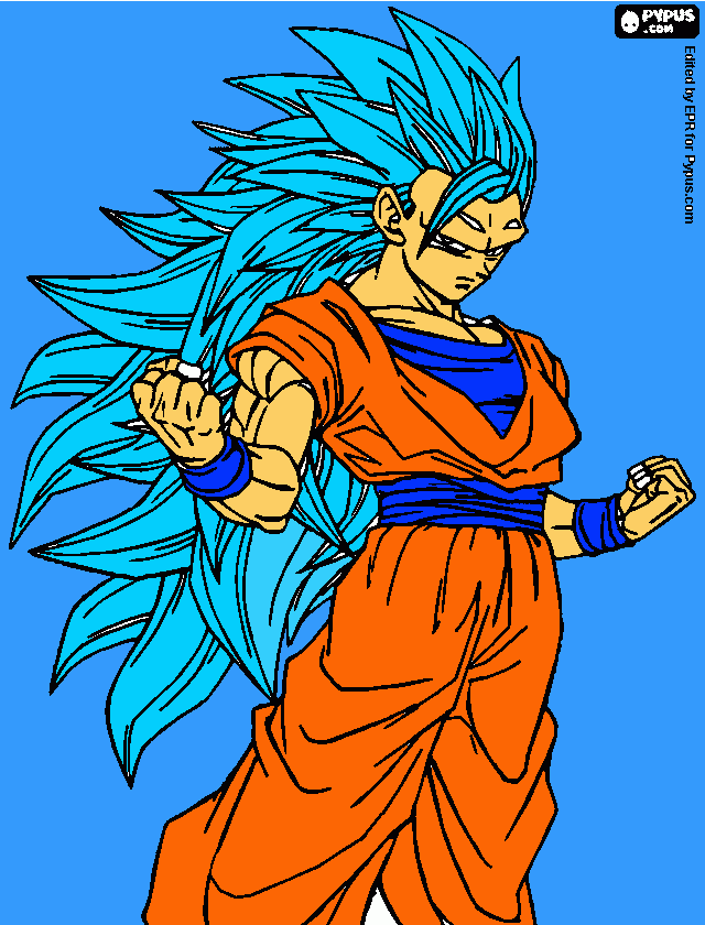 Goko SSJ 3 dios para colorear