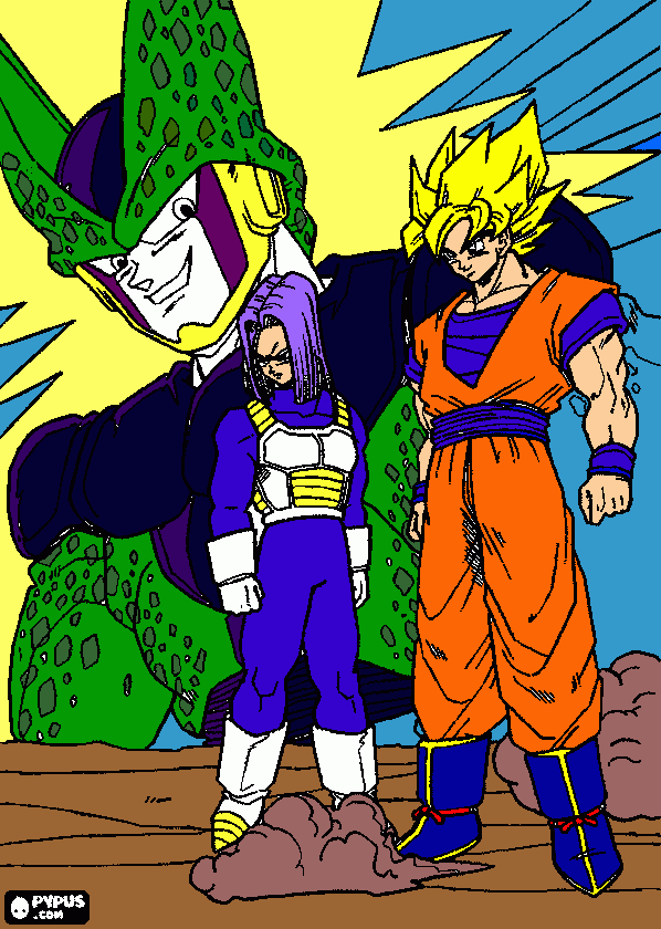 goku cell  supr trunks para colorear