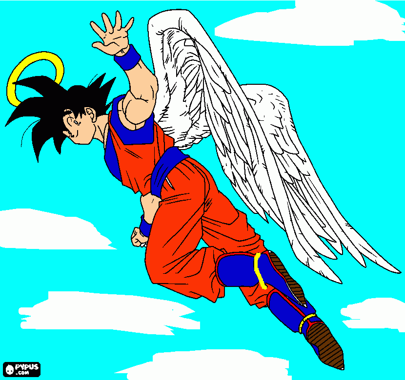 goku con angel para colorear