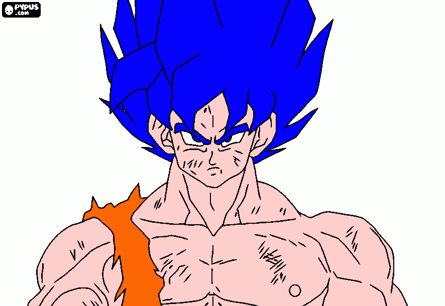 goku dios azul para colorear