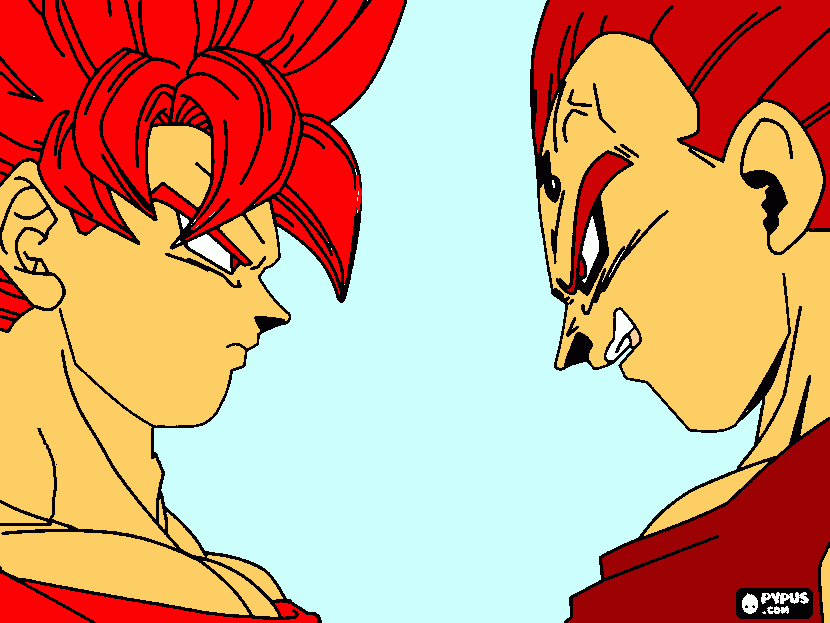 goku dios vs vegeta dios para colorear