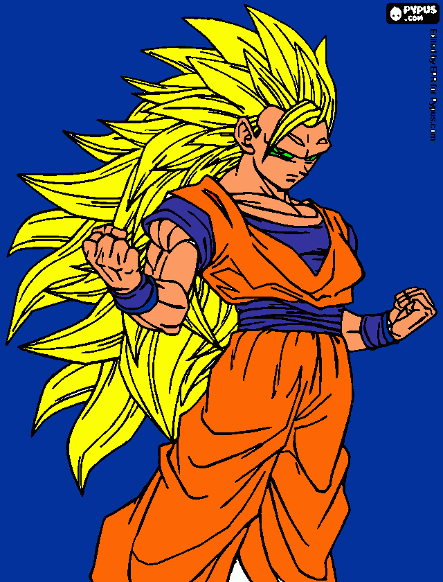 goku en la fase 3 para colorear