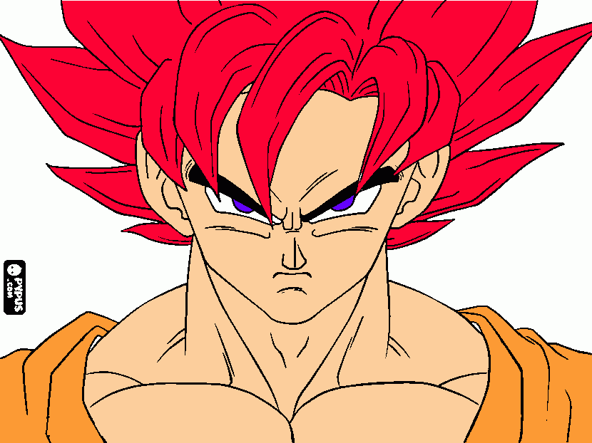 goku fase roja para colorear