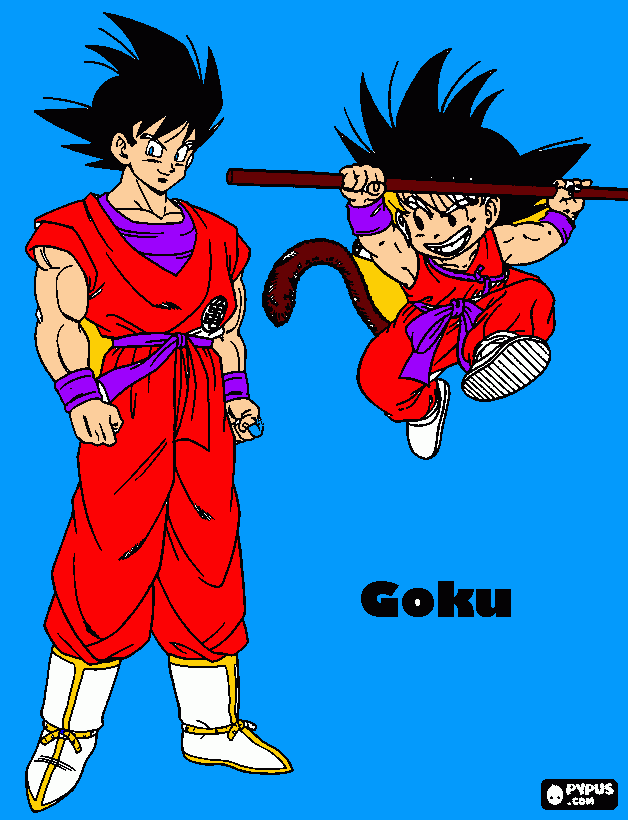 goku grande y pequeño para colorear