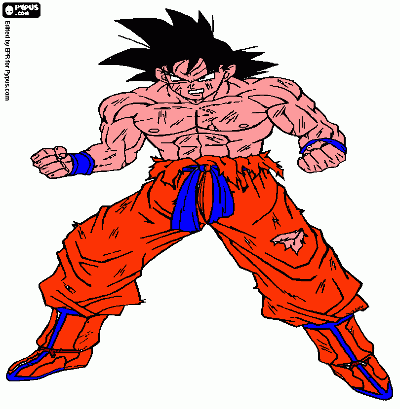goku herido tras de una batalla para colorear