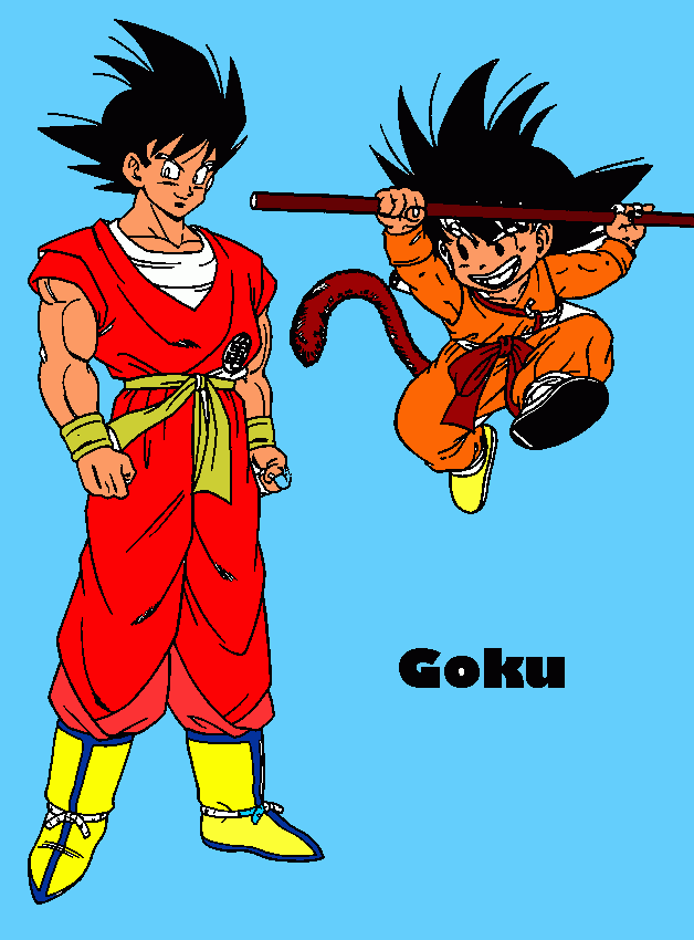 goku pequeño y goku grande para colorear
