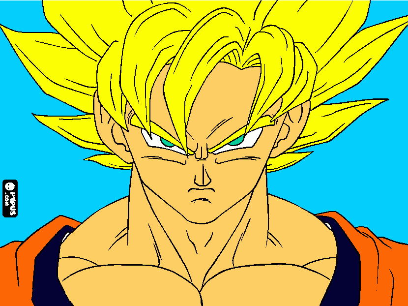 goku se transforma  en super sayajin para colorear