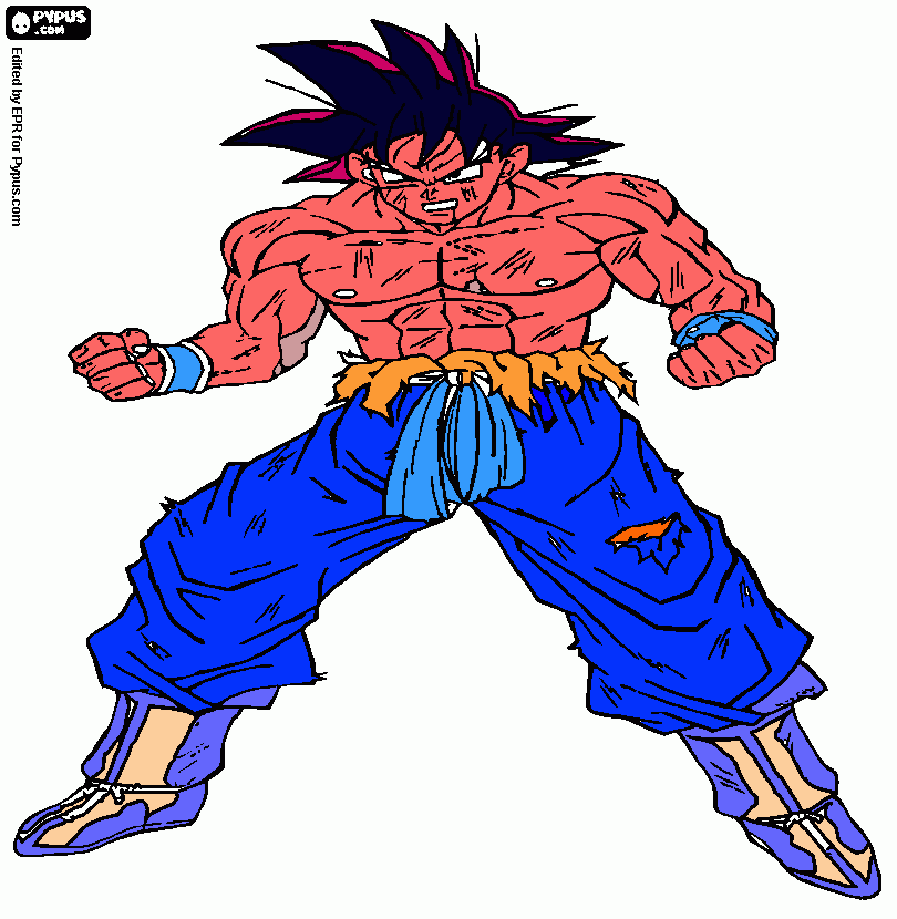 goku ssj dios kaioken para colorear