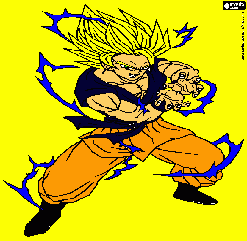 goku ssj face 2 para colorear