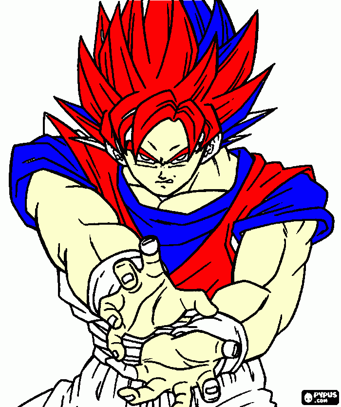 Goku ssj Hibrido Tirando Kamehamehamehaaaaaaaaaa para colorear