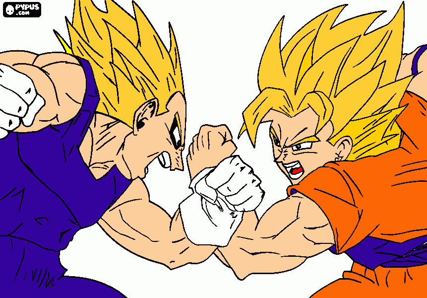 goku ssj vs vegeta m ssj para colorear