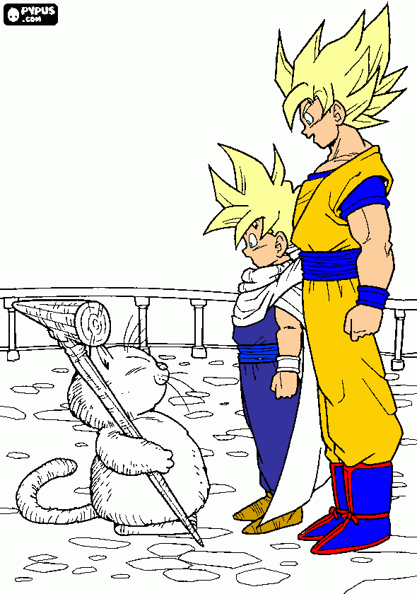 goku ssj1 y gohan ssj para colorear