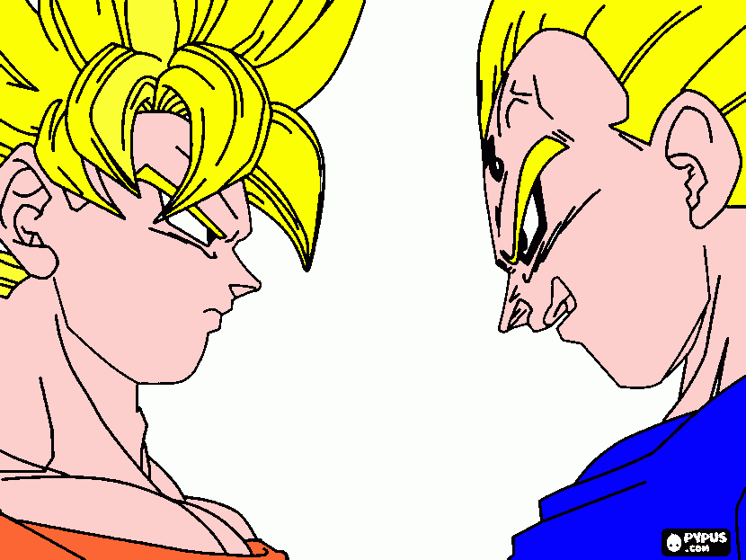 goku ssj2  y  vegeta  ssj2  para colorear
