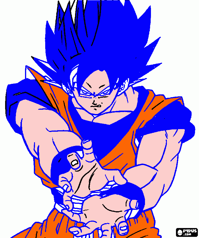 goku super blue haciendo kamehameha para colorear