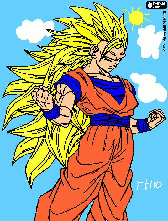 goku super  saia yin 3 para colorear