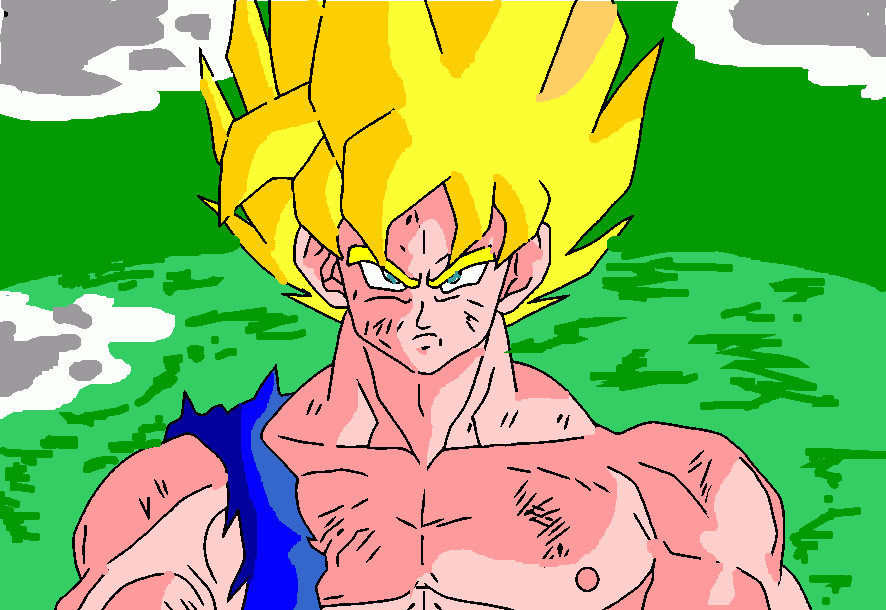 goku super saiyan de dragon ball coloreado con fondo para colorear