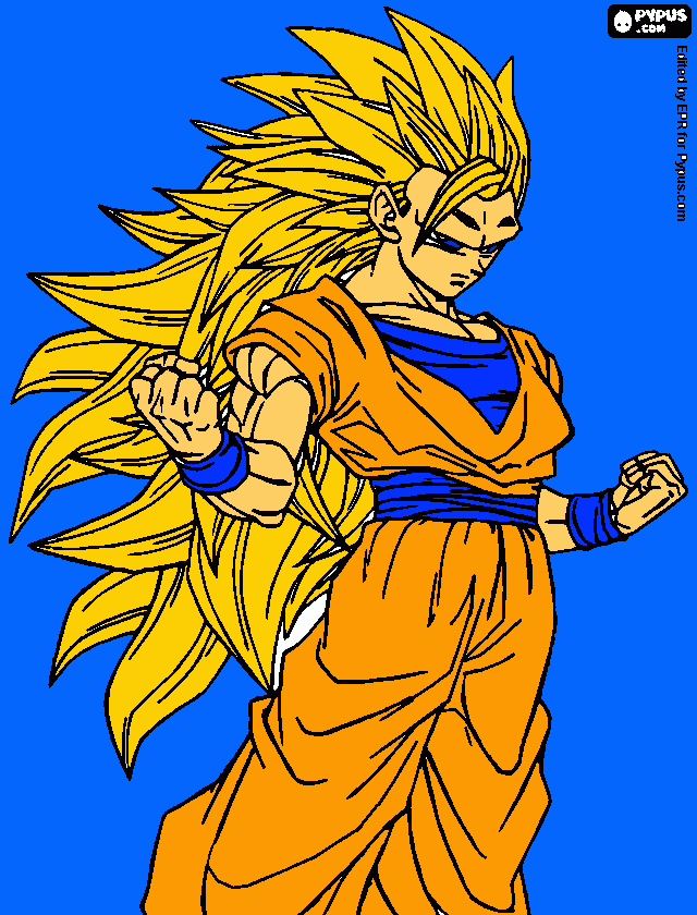 Goku super saiyayin 3 para colorear