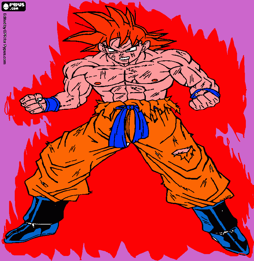 goku super saiyayin dios kaiyoken maximo para colorear