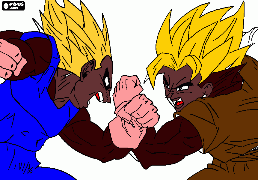 goku super sajajin 2 vs vegeta majin super sajajin para colorear