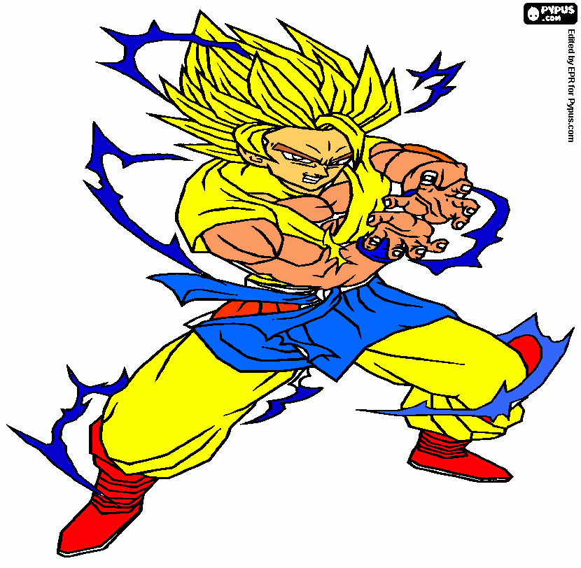 goku super  sayayin 2 lansando el ataque kamehameha para colorear
